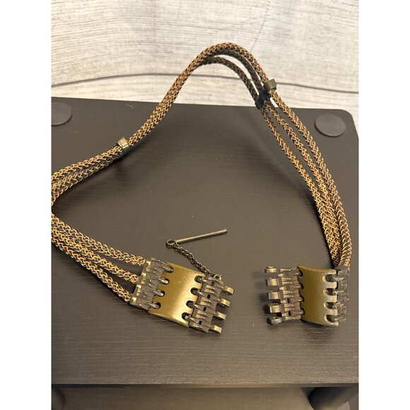 Adjustable Multi-Strand Woven Belt With Brass Clasp Closure - Picture 2 of 3